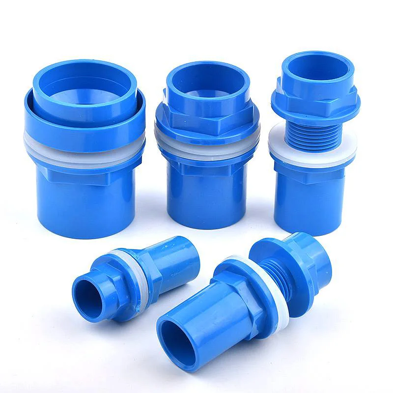 20/25/32/40/50mm Blue PVC Drain Pipe Connector Aquarium Fish Tank Garden Irrigation Water Supply Tube Overflow Drainage Fittings