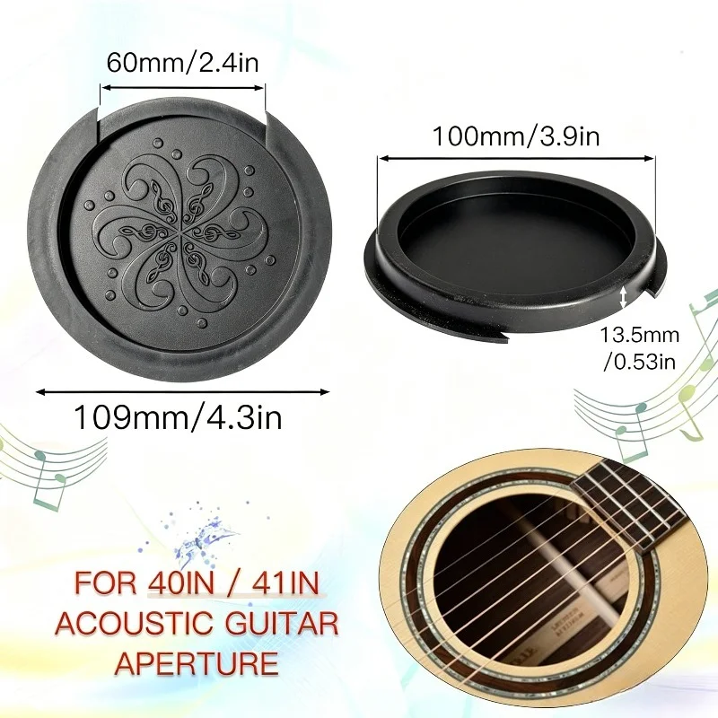 Guitar Sound Hole Cover - Soft Rubber Sound Hole Cover, Which Can Reduce Echoes and Noises in the Original Acoustic Guitar.