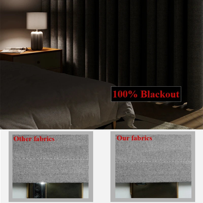 Both Sides Linen 100% Blackout Curtains for Living Room Bedroom Waterproof Garden Thick Curtains Drapes Window Curtain Panels