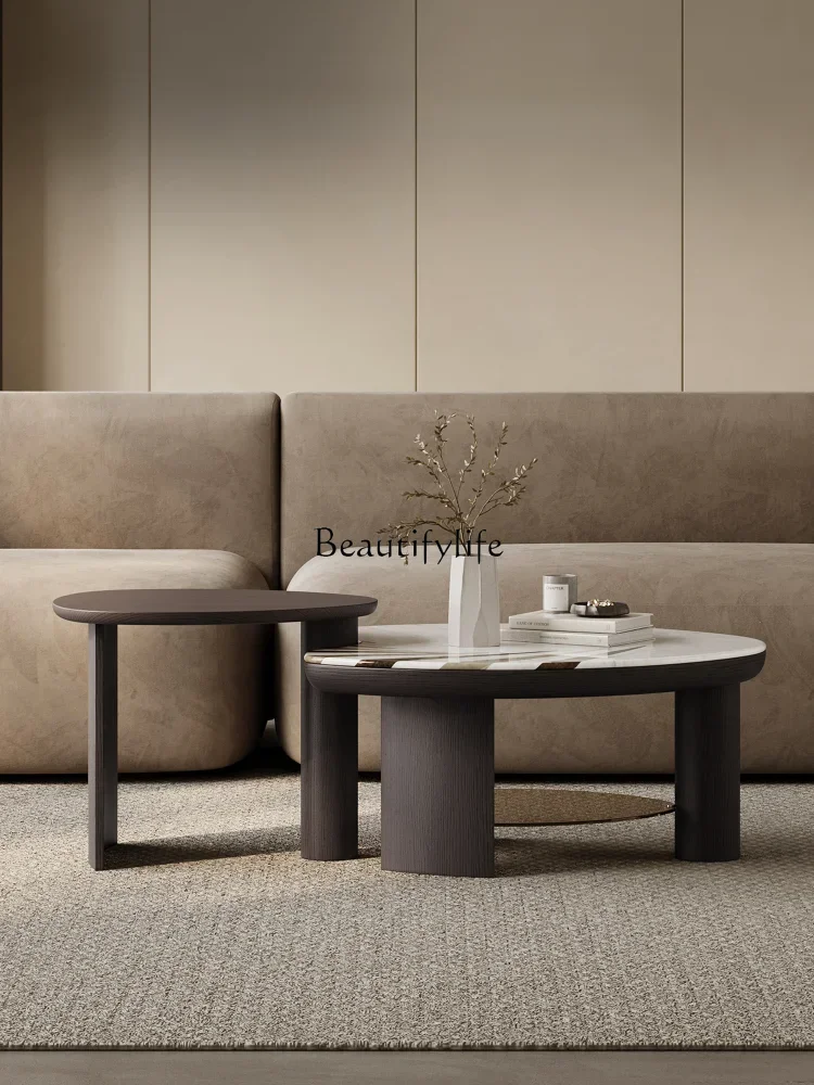 

GG8Italian Minimalist Tea Table Combination Small Apartment Art Special-Shaped Solid Wood Marble