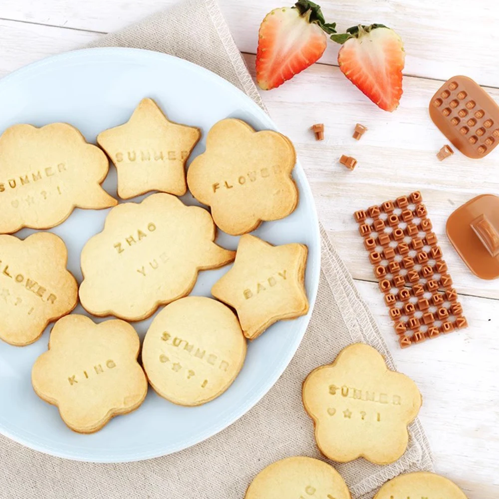 3Pcs Set Mini Cookie Fondant Stamps Alphabet Digit Symbol Pattern Free Combination for Cookie, Biscuit, Fondant,Chocolate