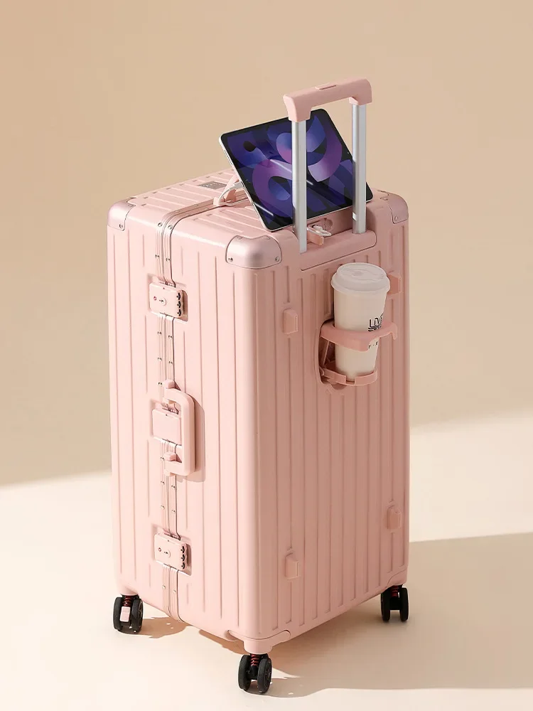 Aluminum Frame Luggage Women's 24 Inch Large Capacity Thick Suitcase 30 Inch Travel Suitcases Student Password Box Trunk Box