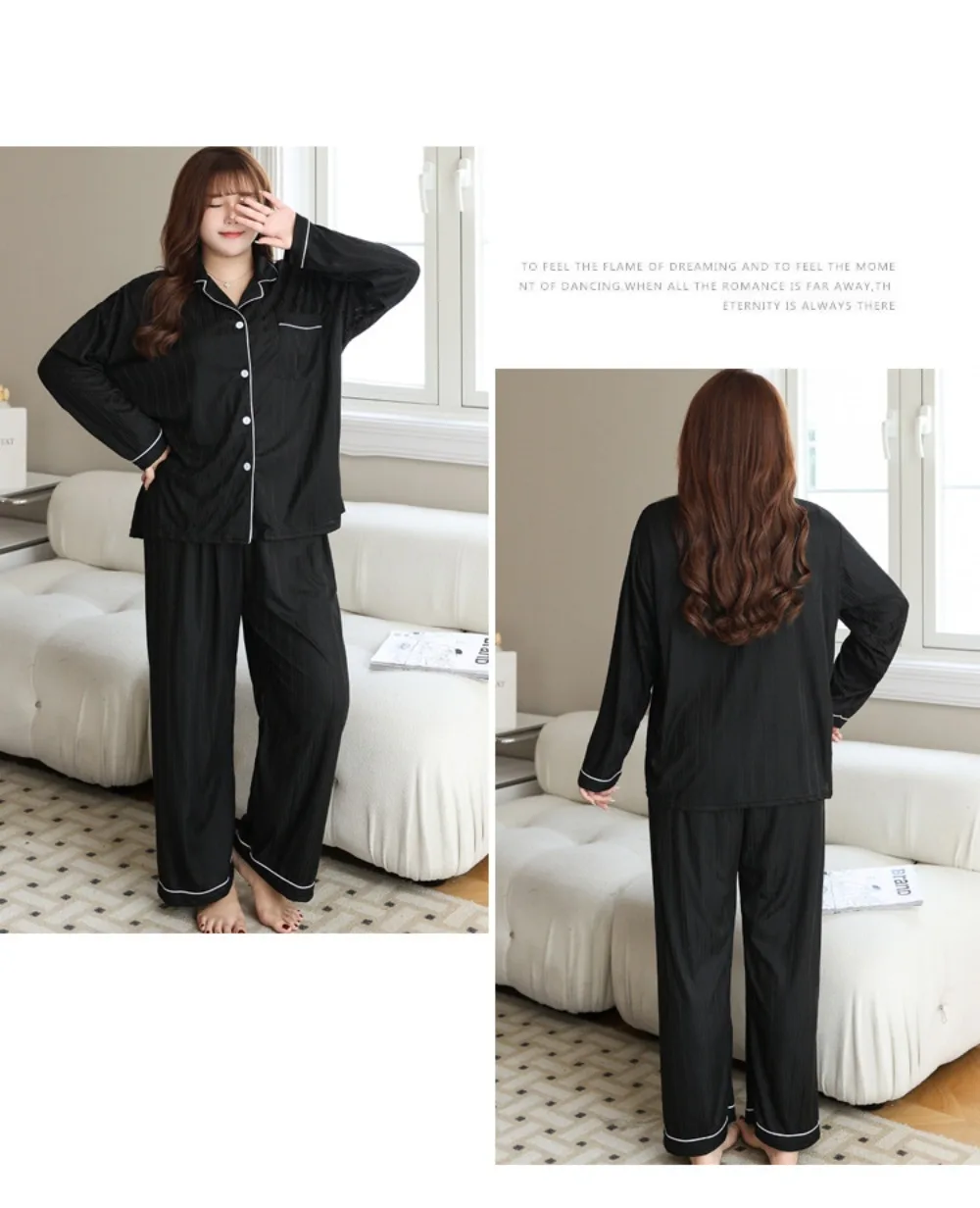 Women's Sleepwear 2 Piece Sets New Autumn Long Sleeve Pajamas for Woman Nightwear 5XL Large Pyjamas Home Set Female Homewear 5