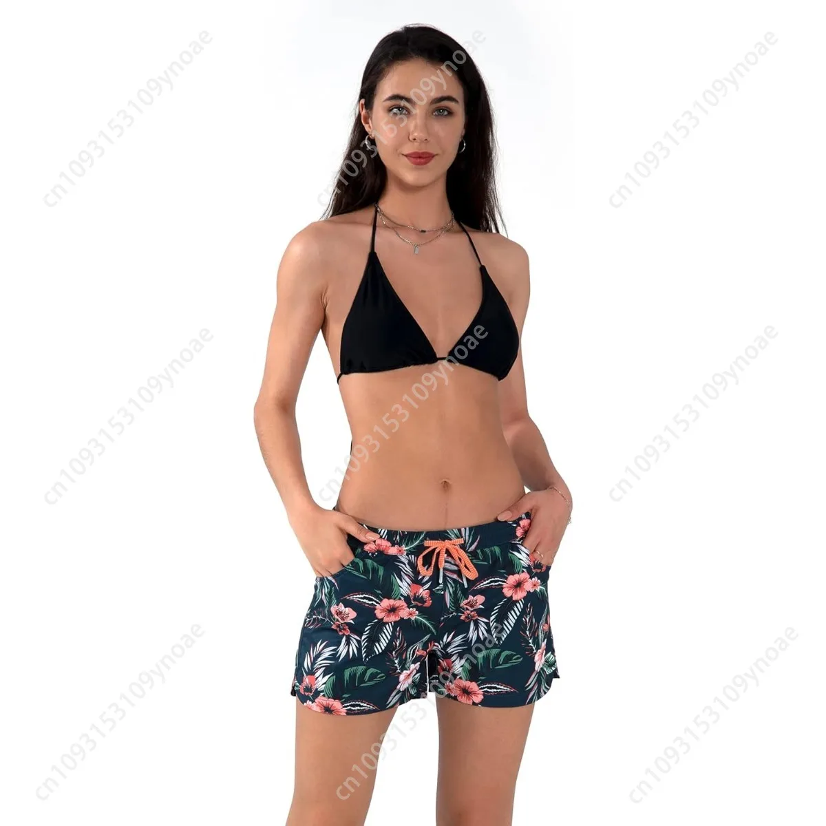 Tropical Flower Print Shorts Casual Women Swim Panties Quick Dry Drawstring Pants Breechcloth Summer Surf Bottoms Sexy Scanties