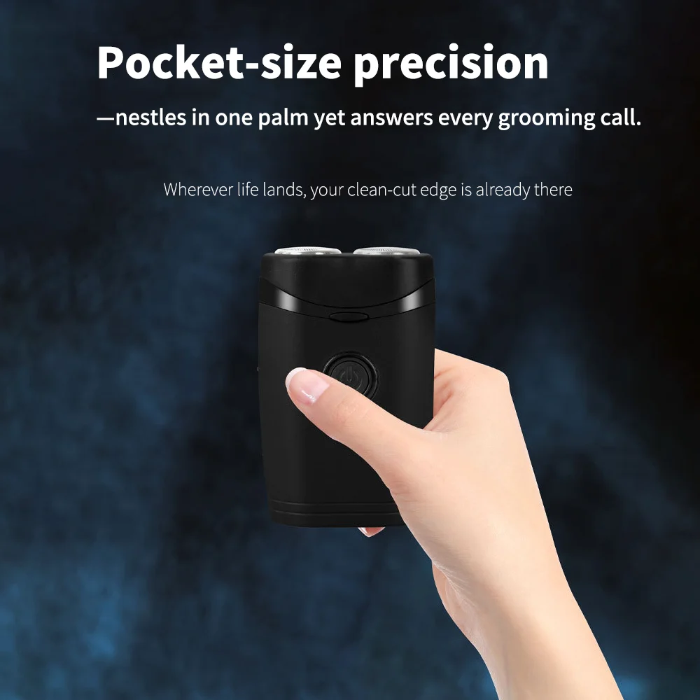 ماكينة حلاقة كهربائية برأس مزدوج عائم سكين لحية صغير للرجال محمول للسفر ماكينة تشذيب الوجه اللاسلكية