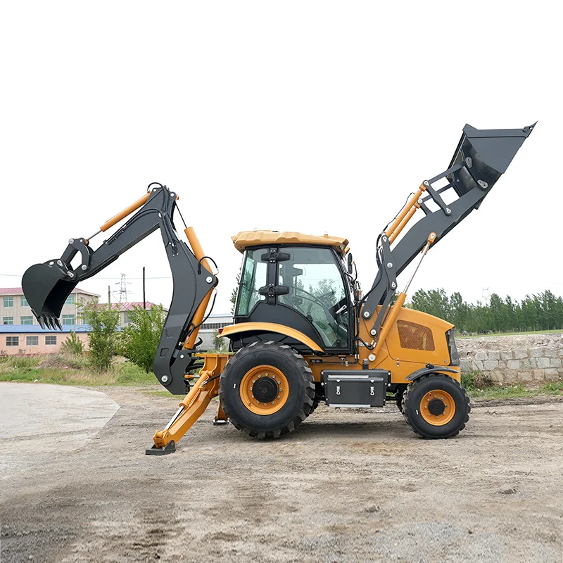 Customized Heavy Duty 4WD Backhoe Loader With Reinforced Bucket For Construction