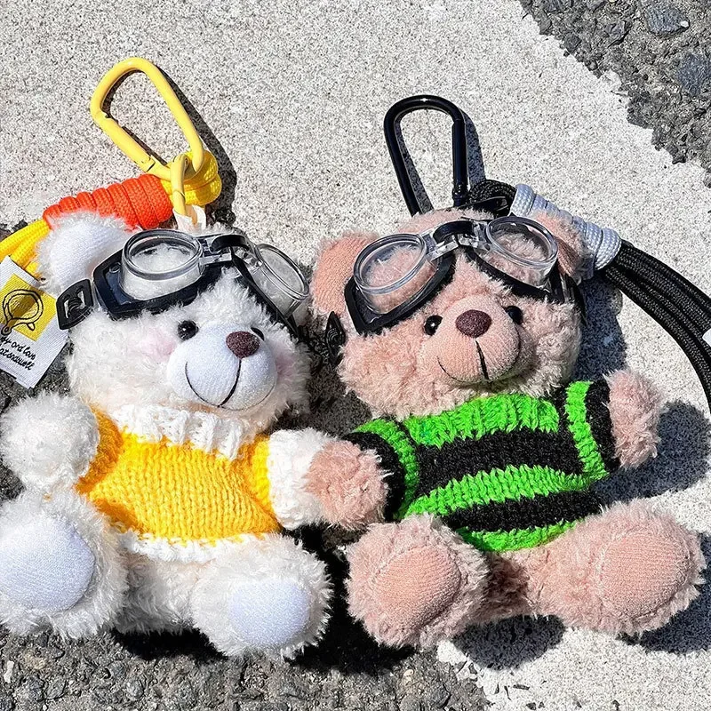 

Creative Small Bear Keychain Plush Brown Bear With Clothes Cartoon Panda Doll Keychain For Bag Pendant Couple Keyrings Gifts
