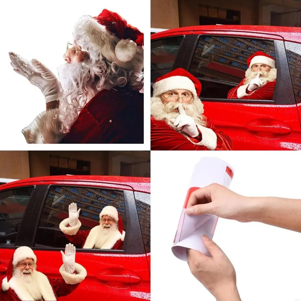 Santa Car Rear Window Sticker Funny Santa Pattern Car Window Sticker Decor New