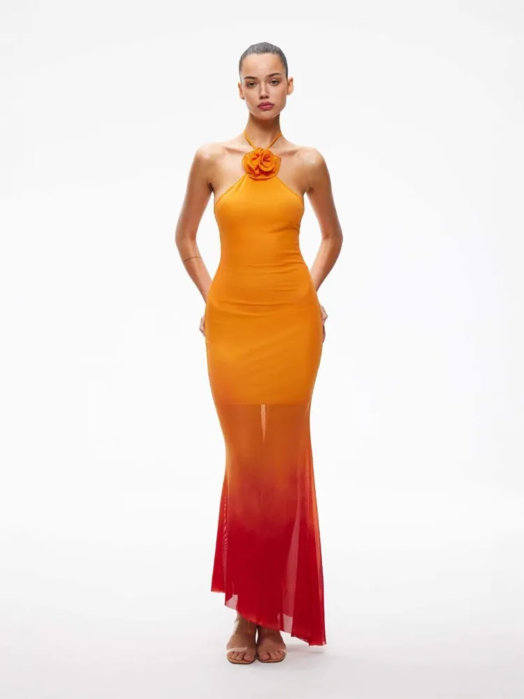 

Slim Dress Bodycon vestidos Package Hip Vestido Neck Halter Dresses 2025 Woman Flower Chiffon Vacation Temperament Sexy Hot Girl