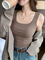 Summer New Basic Solid Color Tank Top for Women, Slim Fit and Versatile Elastic Top for Women Y2k Tops  Women Clothing