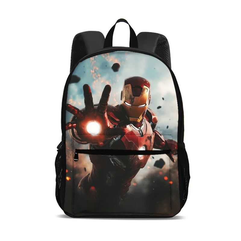 Iron Man กระเป๋าเป้สะพายหลัง Superhero กระเป๋าเป้สะพายหลังผู้หญิงผู้ชายขนาดใหญ่ความจุกีฬากลางแจ้งกระเป๋าเป้สะพายหลังน้ําหนักเบา