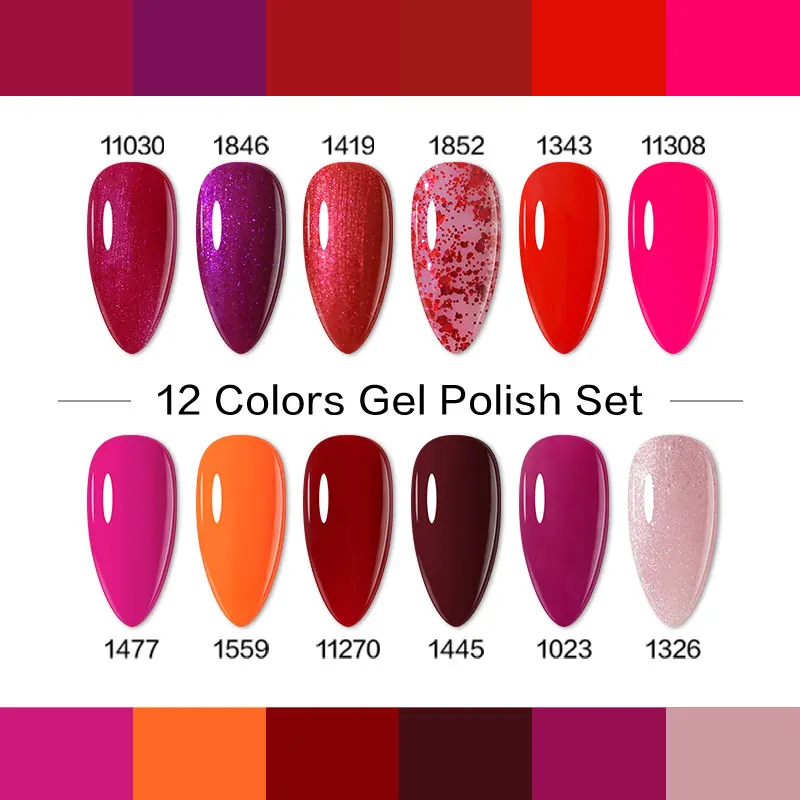 Arte Clavo 12pcs/Set 15ml Nail Gel Polish Colors Nail Art Kit Soak Off UV Hybrid Lakiery Hybrydowe Varnish Manicure Nail Gellak