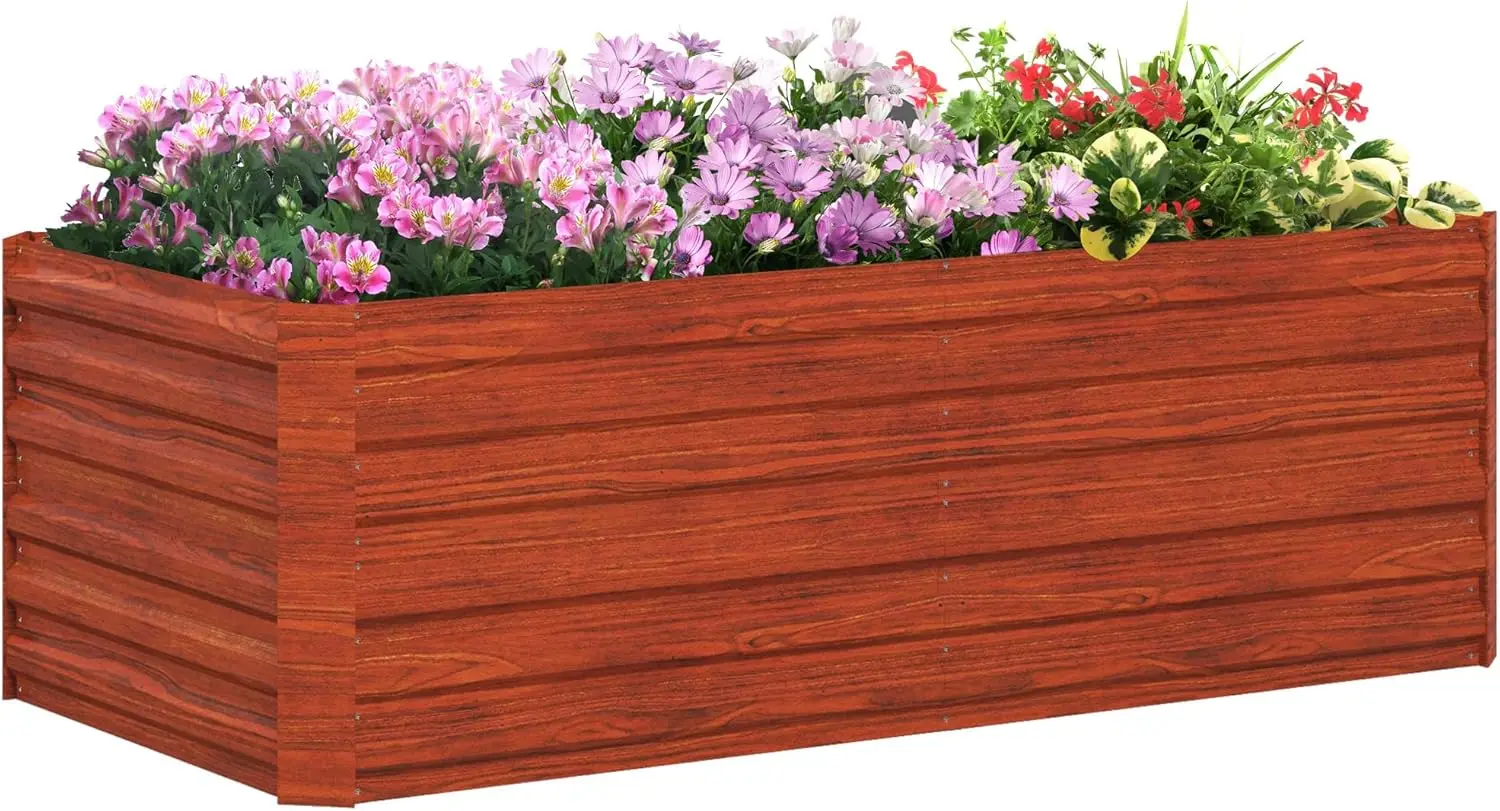 

Galvanized Raised Garden Bed Kit with Reinforcing Bars, Large and Tall Metal Planter Box for Vegetables, Flowers and Her