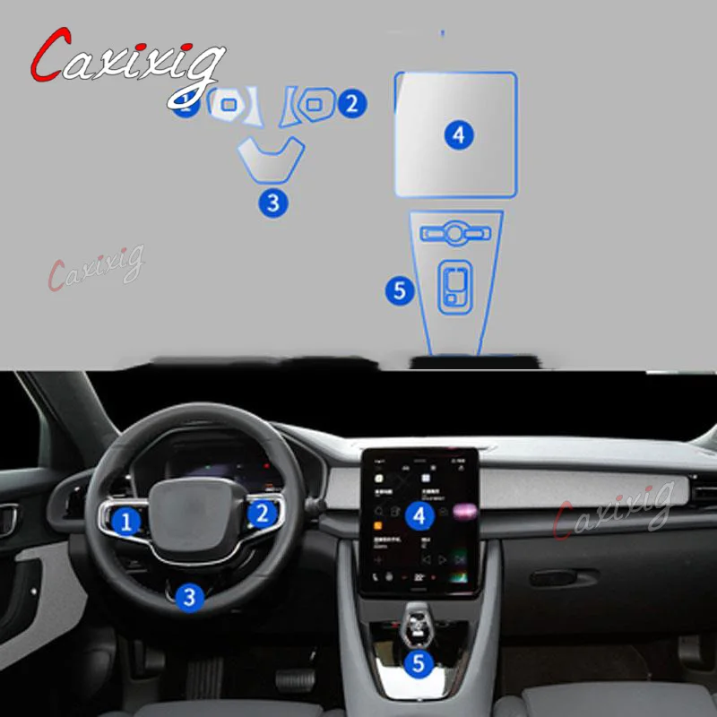 For Polestar 2 2021 2022 2023  Car Interior Center console Transparent TPU Protective film Anti-scratch Repair film Accessories