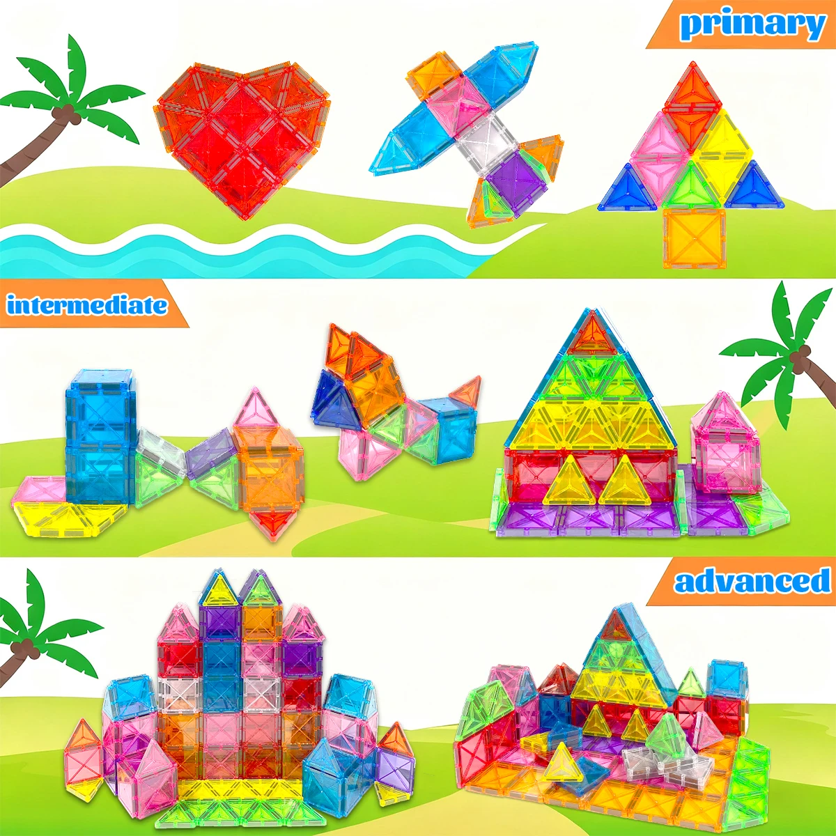 اللبنات المغناطيسية ثلاثية الأبعاد مجموعة البناء اللعب لتقوم بها بنفسك ألعاب تعليمية مونتيسوري الحسية ل 3+ كبار السن الأطفال هدية عيد ميلاد