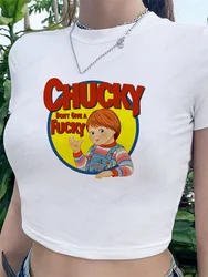 Chucky Printed Cropped Tops Ladies Summer Navel Top Girls Summer Tees Women Short Sleeve Casual Midriff-baring Tops