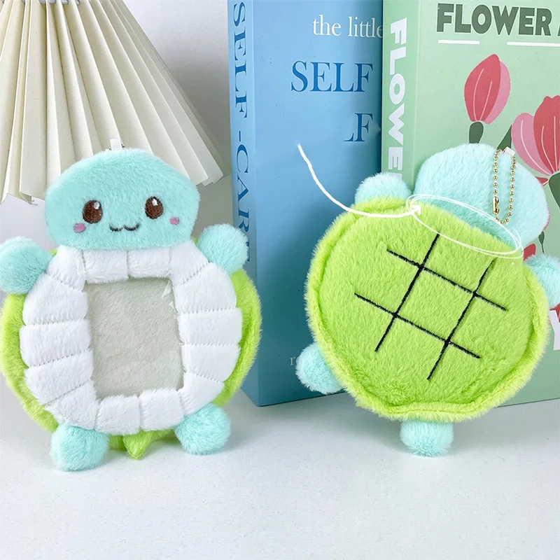 Fashion Little Tortoise Plush Card Sleeve Holder Campus Photo ID Bus Card Display Pendant Pocket Card Protector Accessories