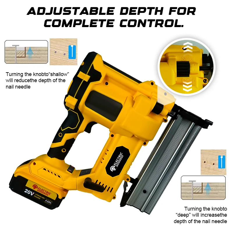 50mm Brushless Electric Nail Gun F50 Cordless Straight/N-Shape Electric Stapler Woodworking Tool for Dewalt 20v Battery Pin