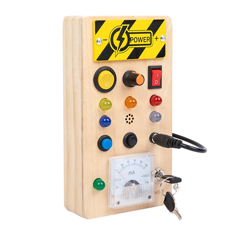 

Montessori Busy Board Sensory Toys Wooden With LED Light Switch Control Board Travel Activities Children Games For Kids