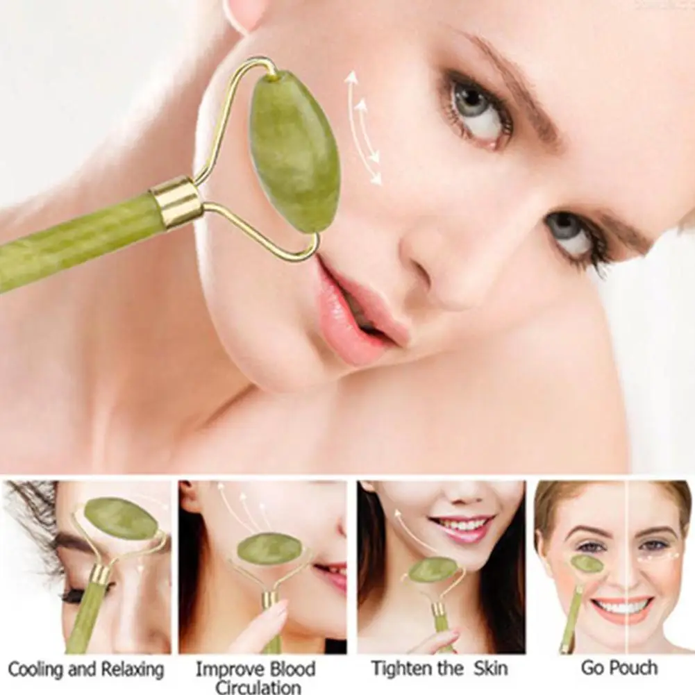 

1pcs Facial Jade Massage Roller Board Double Heads Jade Roller for Face Natural Stone Massage Slimming Board Neck Tool C4T6