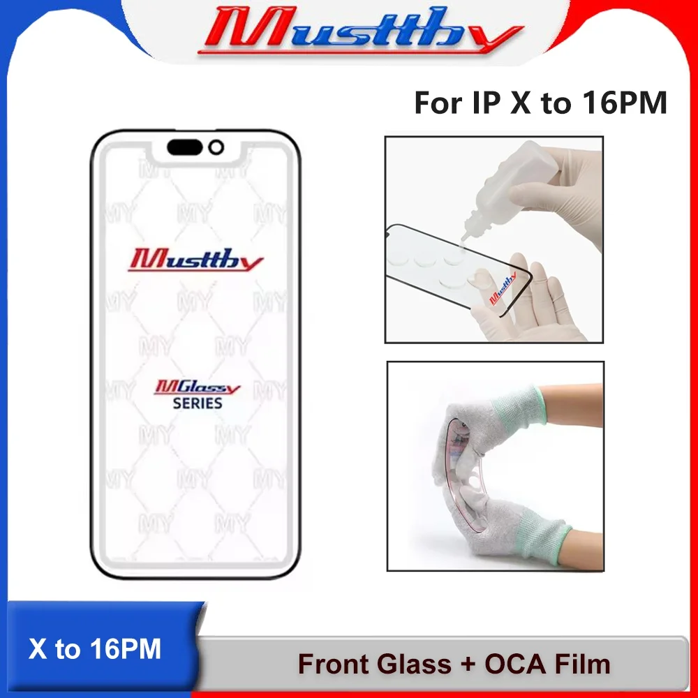 Musttby 5pcs 16 Pro Max 1:1 Silimar OEM Touch Screen Glass Panel With for iPhone 15 14 13 12 11 pro X XS XR Max Replacement