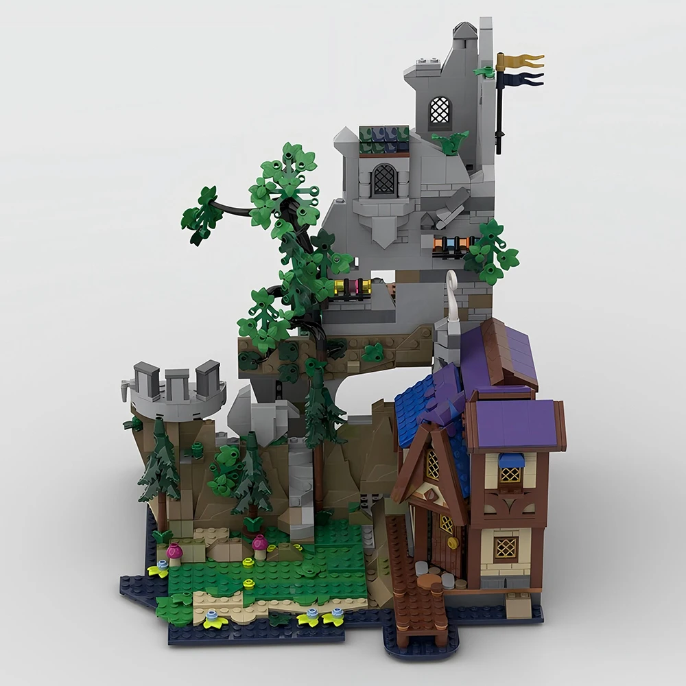 MOC ขายร้อนซากปรักหักพังอาคาร Red Dragon Story ขยาย DIY Building Blocks Fortress House ชุดประกอบของเล่นเด็กของขวัญ