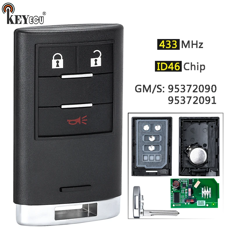

KEYECU 433MHz PCF7952A / ID46 Chip GM/S: 95372091 Smart Remote Key Fob for Holden Chevrolet Captiva 2014 2015 2016 2017 2018
