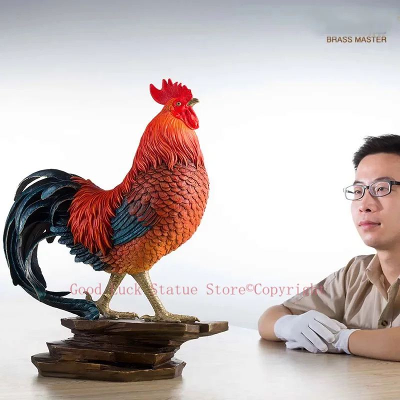 2024 TOP Decor Stock market company business Prosperous copper Rooster Home High grade Decorative bring fortune luck statue