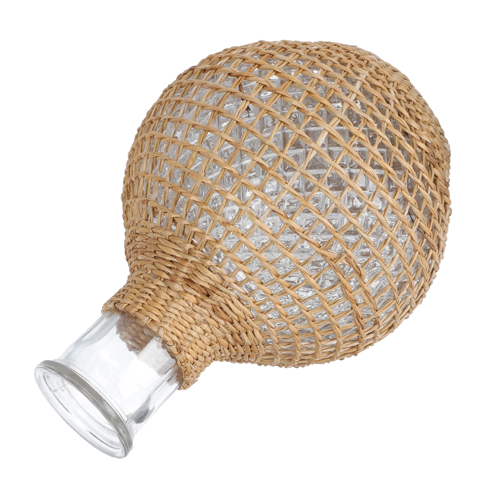 

1pc Rattan Glass Flower Bottle Desktop Vase Decorative Home Office Decoration Premium Plant Holder Unique Weave Design Adorable