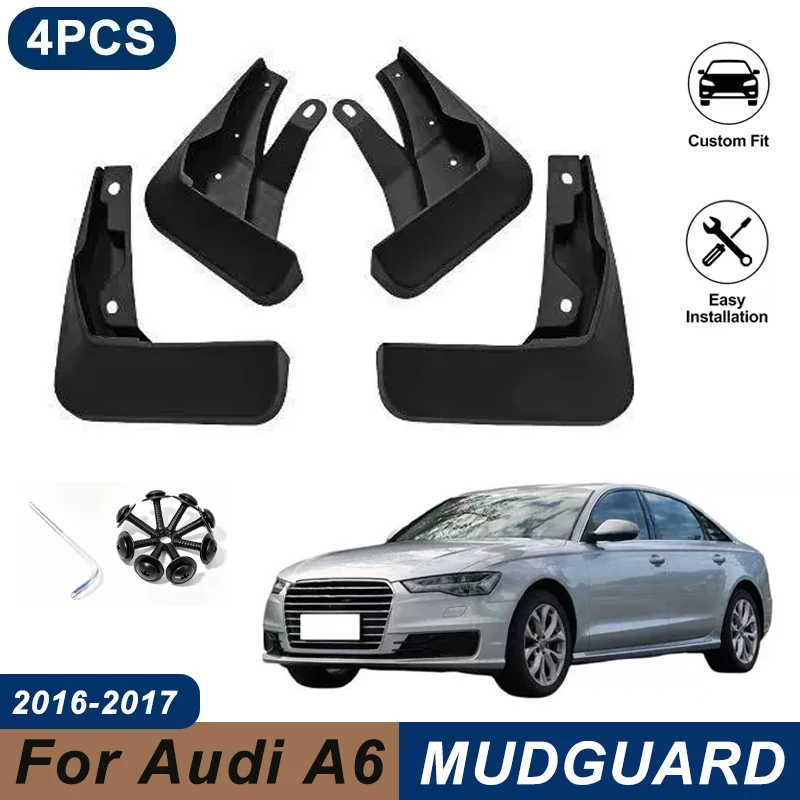 4PCS Car Mud Flaps For Audi A6 C7 Facelift 2016-2017 Waterproof Anti-Splash Fender Mudguards Auto Exterior Accessories
