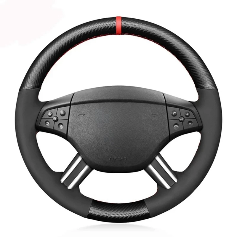 Carbon Fiber Suede Car Steering Wheel Cover For Mercedes-Benz W164 M-Class ML350 ML500 2005 2006 X164 GL-Class GL450 2006-2009