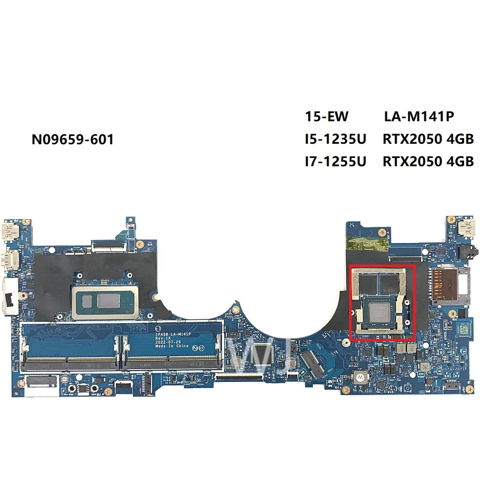 For HP 15-EW LA-M141P I5-1235U I7-1255U RTX2050 4GB N09659-601 Motherboard with100% Tested