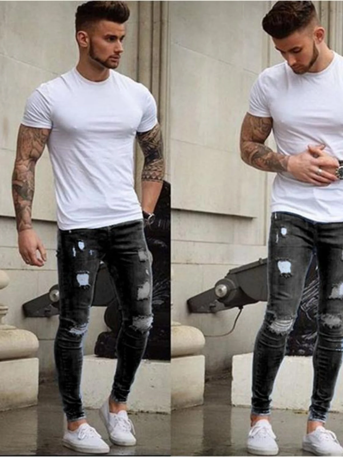 

Повседневные мужские джинсы скинни, летние цветные джинсовые брюки для отдыха, длинные брюки со средней талией, молодежные брюки из полиэфирного волокна, весна-осень