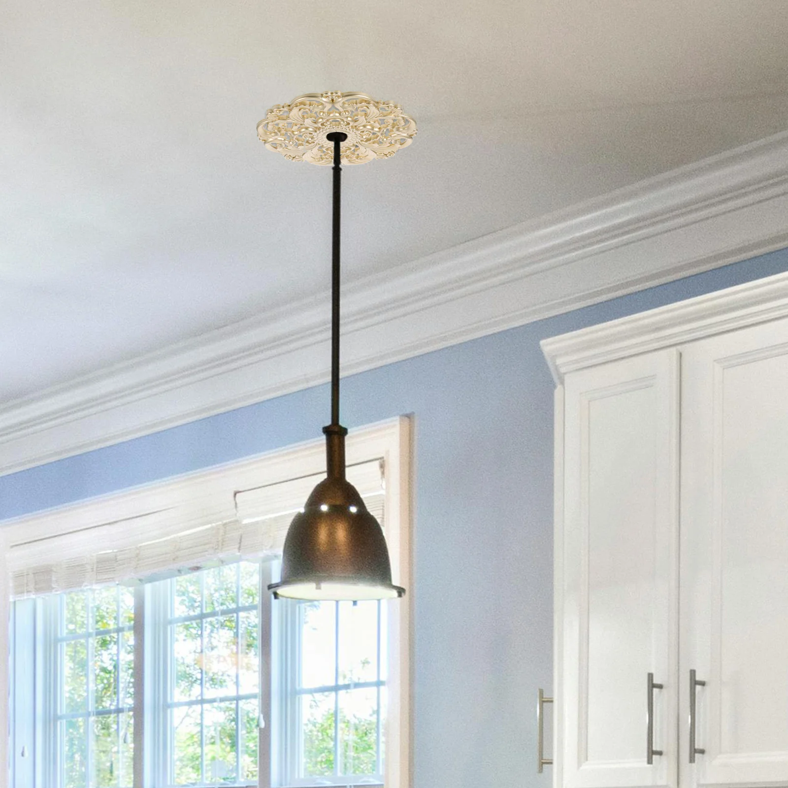 

Ceiling Medallion European Style Carved Round Flat Panel For Light Fixtures Living Room Bedroom Home Decor Lighting