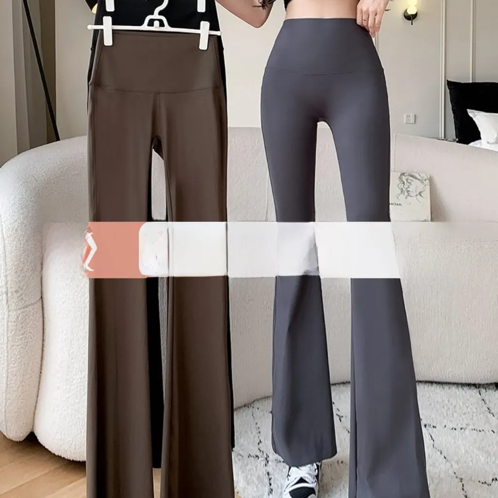 

Shark Flared Pants for Women High Waist Ankle-Length Slim Fit Yoga Pants Thin Horseshoe Design Spring Summer Outerwear