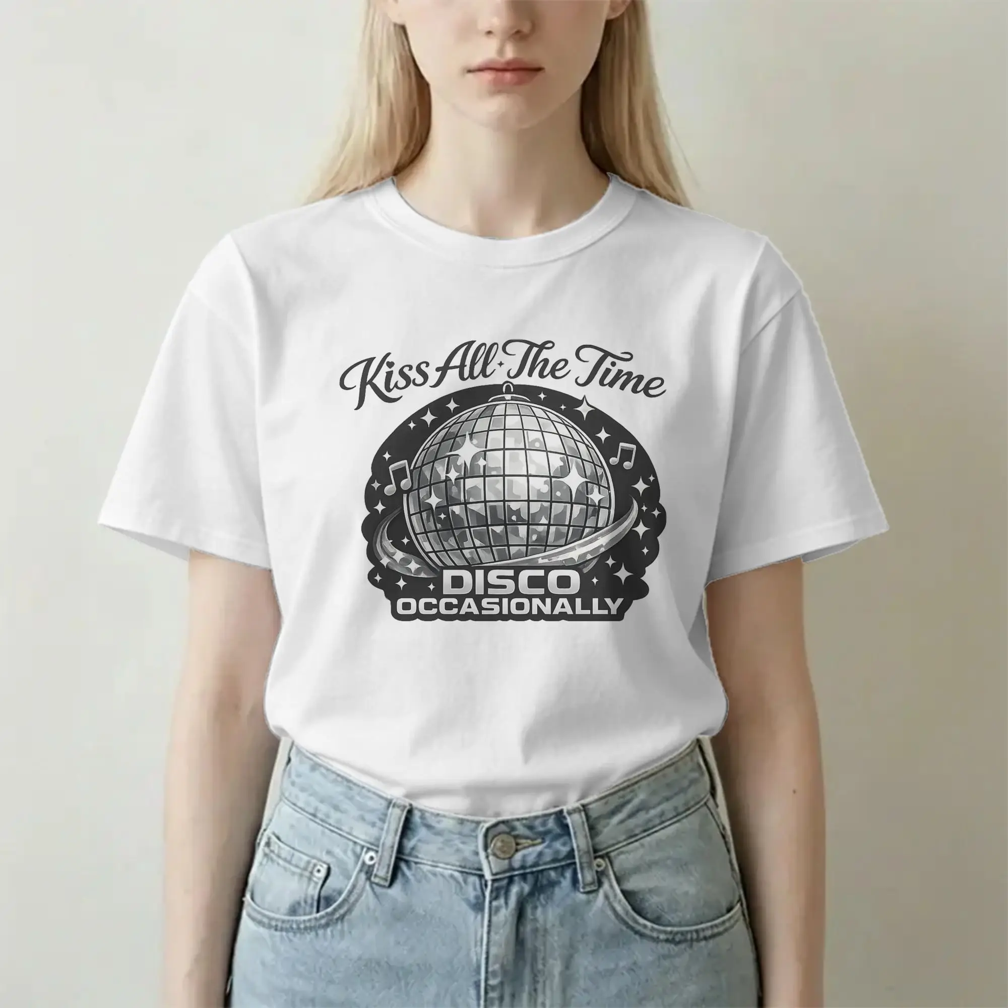 Camisetas Unissex Harrys Disco: Estilos de Algodão Casuais de Manga Curta com Gola Redonda, Tamanhos Grandes