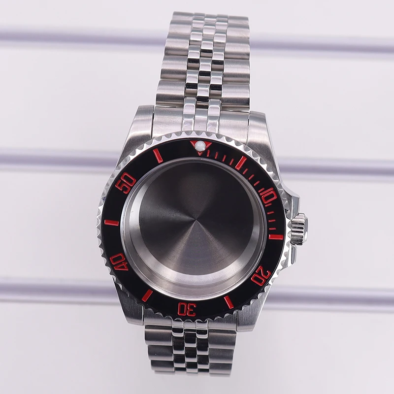 

40mm Watch Case 20mm bracelet Sapphire Glass For NH35 NH36 NH34 4R36 Eta 2824 Miyota 8215 Movement Red Scale line bezel SUB gmt
