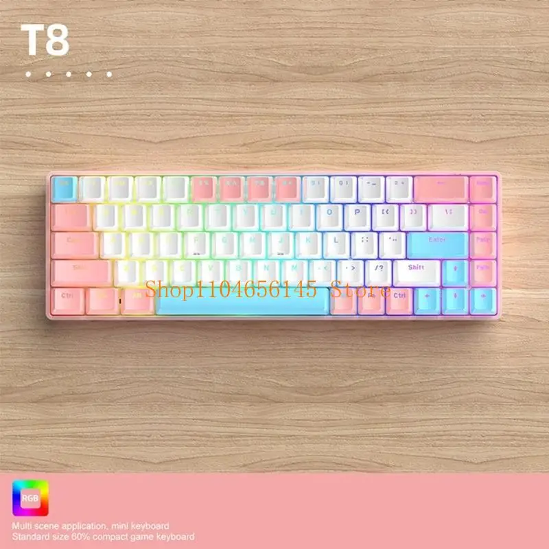 5ASD T8 Teclado mecânico 980 Larda pegada 68 teclado azul-chave eixo azul-swappable KeyBoards computador duas
