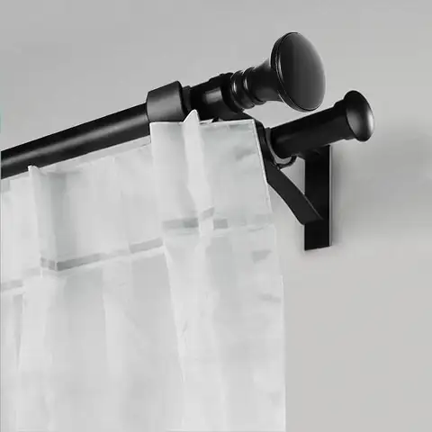 1/4PCS Black Curtain Rod Brackets Wall Curtain Rod Retainers Double Bracket Curtain Rod Hooks Aluminum Alloy Curtain Rod Hangers
