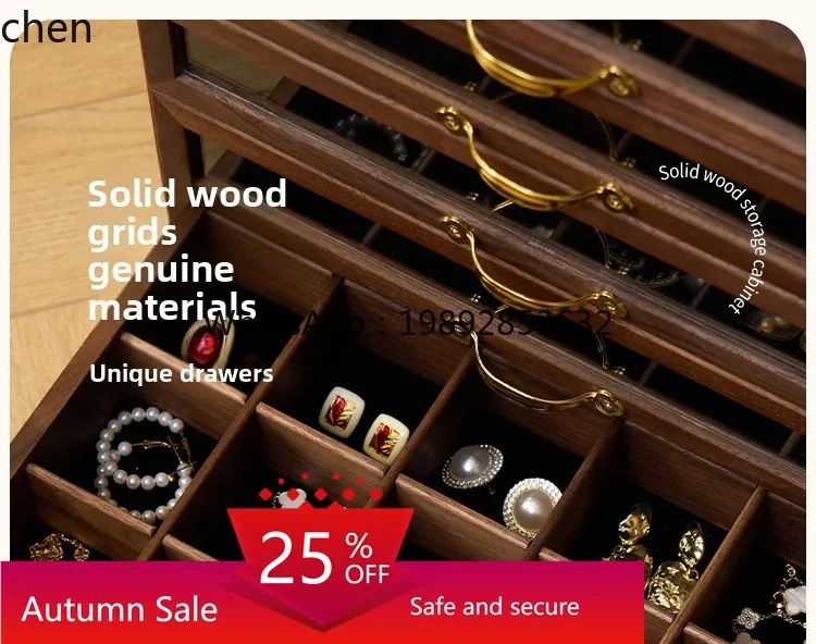 

Jewelry Storage Box with Drawer Exquisite Vintage Wood Jewelry Box living room decoration