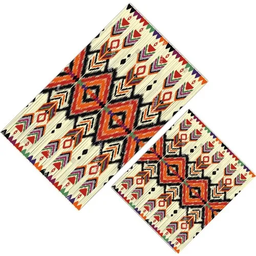 Cici Design Outdoor Floor Ethnic Kilim Pattern Toilet Seat Takımı-60x100-50x60