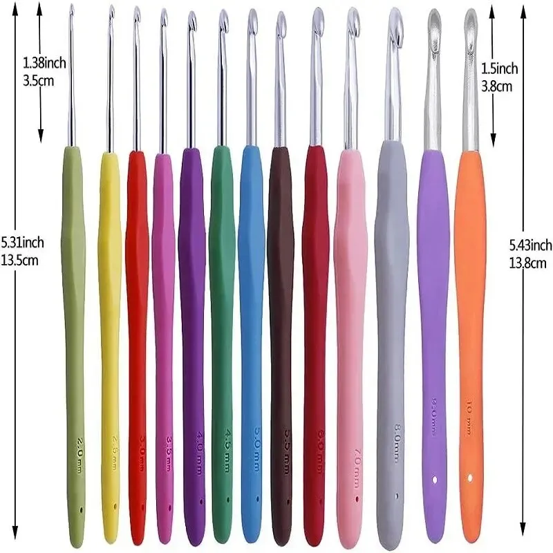 Multicolor Crochet Hooks Set with Stitch Markers and Pencil Case for Cotton Yarn Knitting DIY Handmade Craft Tools