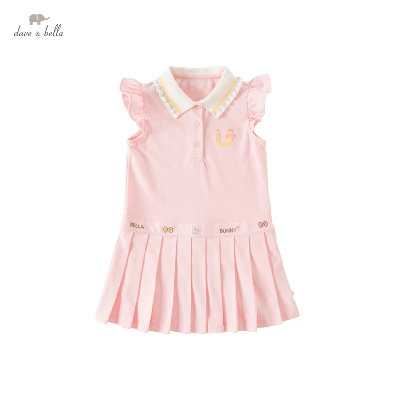 Dave Bella Soda Cotton Children's Clothes Summer New Girl's Dress Baby Pleated Skirt Children's POLO Skirt DB2235515