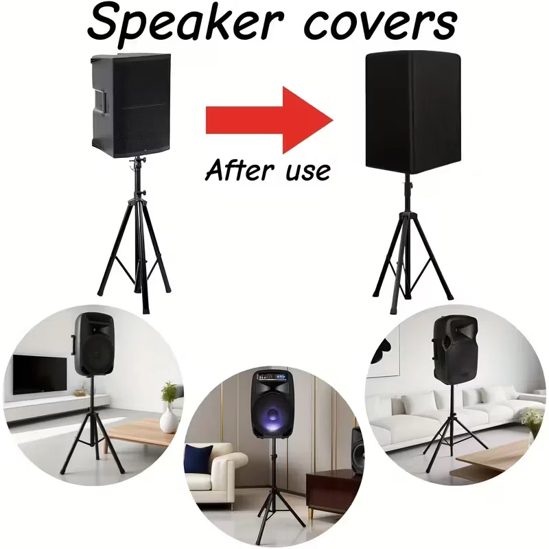 Durable Black 210D Oxford Cloth Speaker Covers - Water and Dust Resistant, Multiple Sizes for Home Theater Outdoor Sound Systems