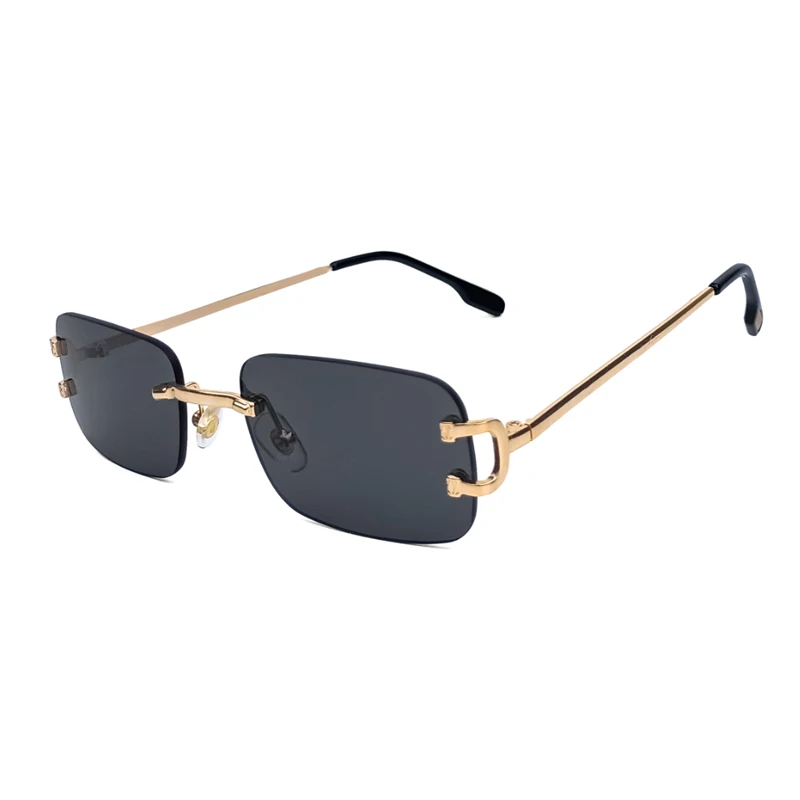 Raute Metall rahmenlose Sonnenbrille Männer rechteckigen kleinen Rahmen Sonnenbrille Frauen Mode Einkaufen Reise Party Brillen – Detail 11