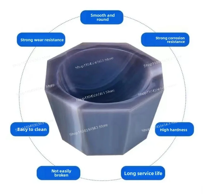 60 80 90mm Deep Natural Agate Mortar and Pestle Lab Grinding Tank Set Powder Crusher Chemical Pharmaceutical