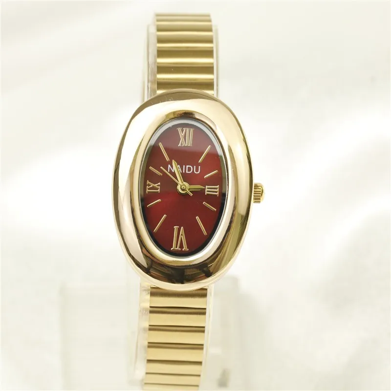 

Новинка 2025 года, овальные красивые женские часы для женщин и девочек, простой браслет из кожи и нержавеющей стали acier inoxydables