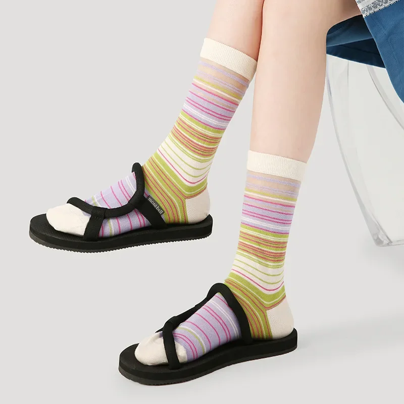 Renaissance Mid-Tube Socks for Women, Cute Girl Stripes, Breathable Card Stockings, Ins Style, Instagram Fashion, Summer