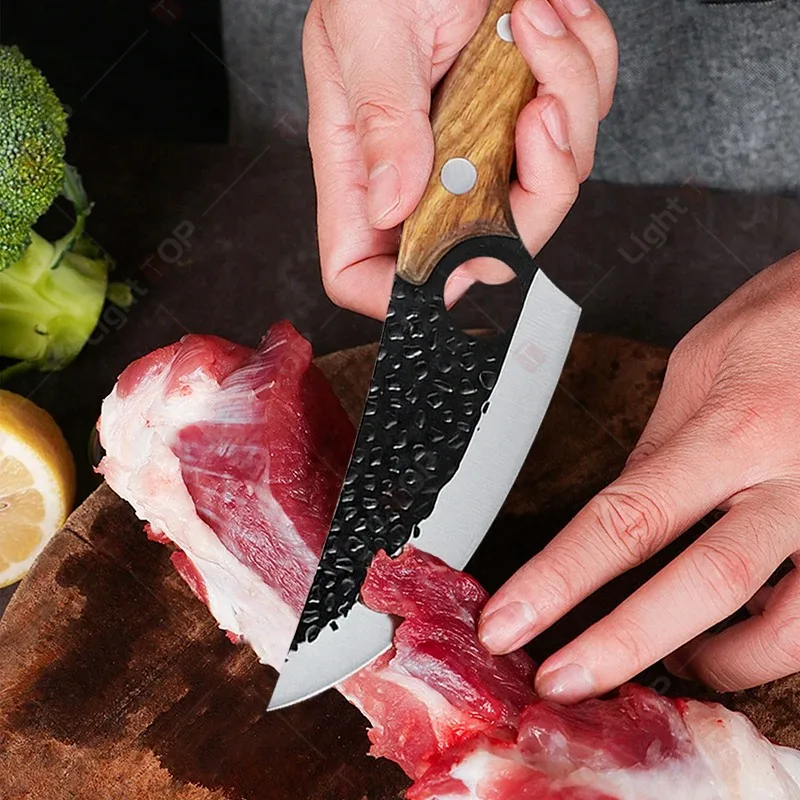 WXCOO Stainless Steel Boning Knife Meat Cleaver Handmade Forged Utility Kitchen Chef Butcher Knife with Cover