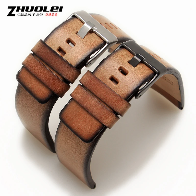Quality Genuine Retro genuine Leather watchband men for DZ4343 DZ4323 DZ7406 watch strap vintage Italian leather 22mm 24mm 26mm image 2